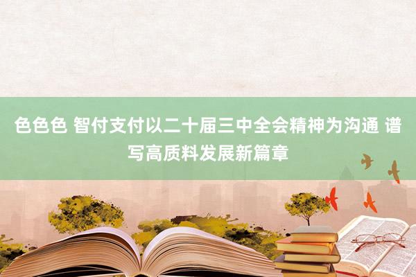 色色色 智付支付以二十届三中全会精神为沟通 谱写高质料发展新篇章