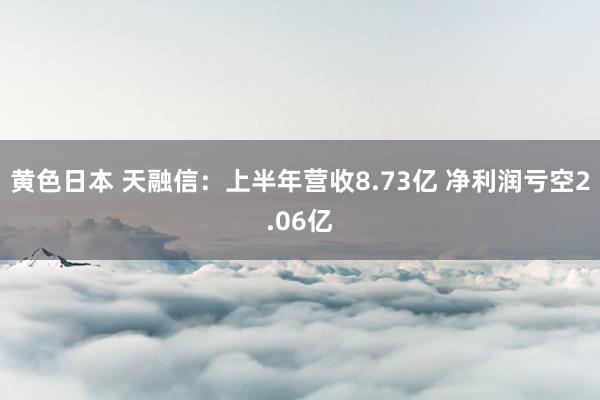 黄色日本 天融信：上半年营收8.73亿 净利润亏空2.06亿