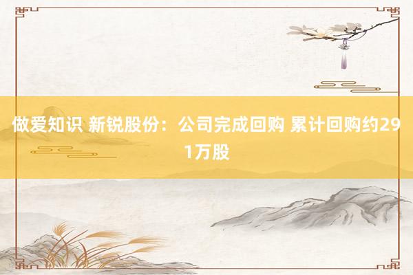 做爱知识 新锐股份：公司完成回购 累计回购约291万股