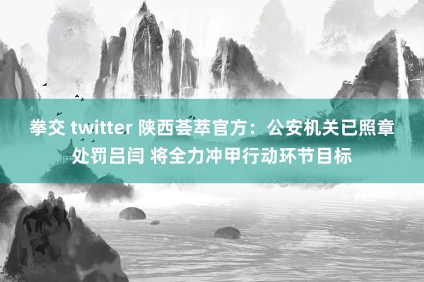 拳交 twitter 陕西荟萃官方：公安机关已照章处罚吕闫 将全力冲甲行动环节目标