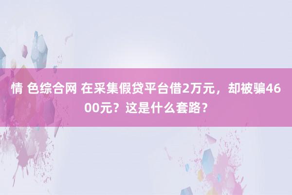 情 色综合网 在采集假贷平台借2万元，却被骗4600元？这是什么套路？